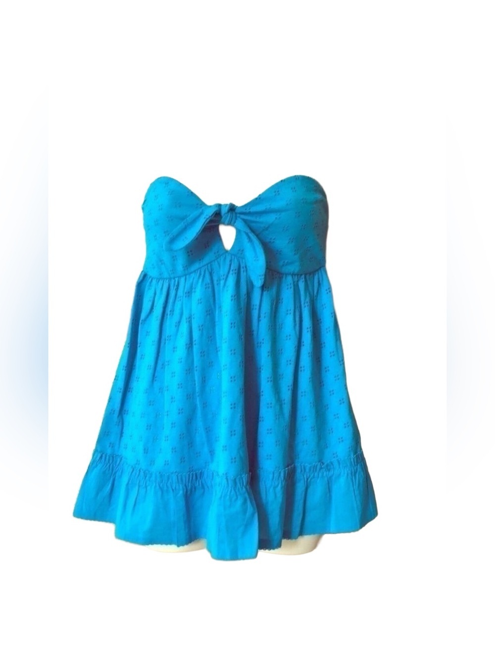 NWT- Jennifer Lopez Vintage Brand "Just Sweet" Y2K Blue Eyelet Babydoll Top SM